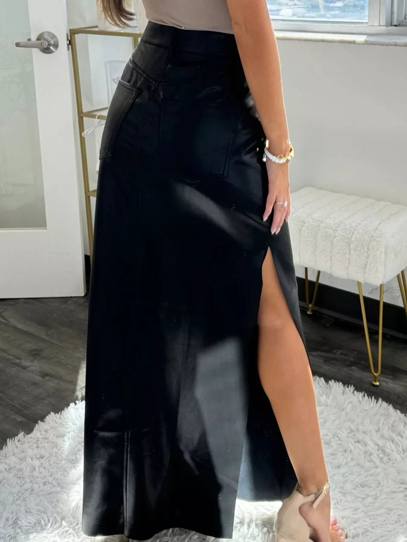 Leather High - Waist Side Slit Maxi Skirt - DicartluzeDicartluze38d6e32694514f589d6e0f75e2312902 - Max - Origin