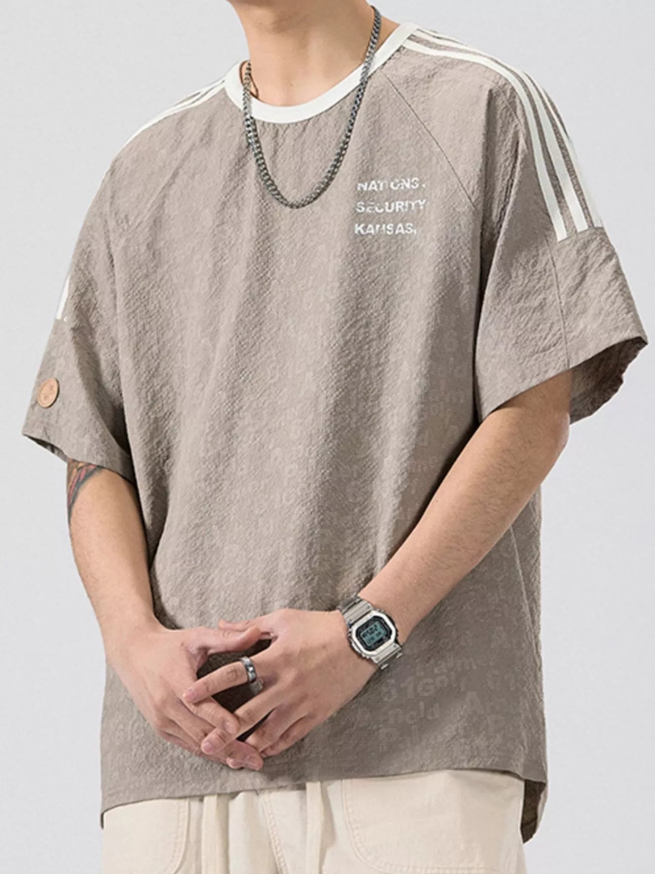 Men's Full Size Striped Shoulder Relaxed Fit T-Shirt Plus Size - DicartluzeDicartluze14d99110 - 2c7b - 4277 - a3cf - cf2c9cda2c34 - Max - Origin