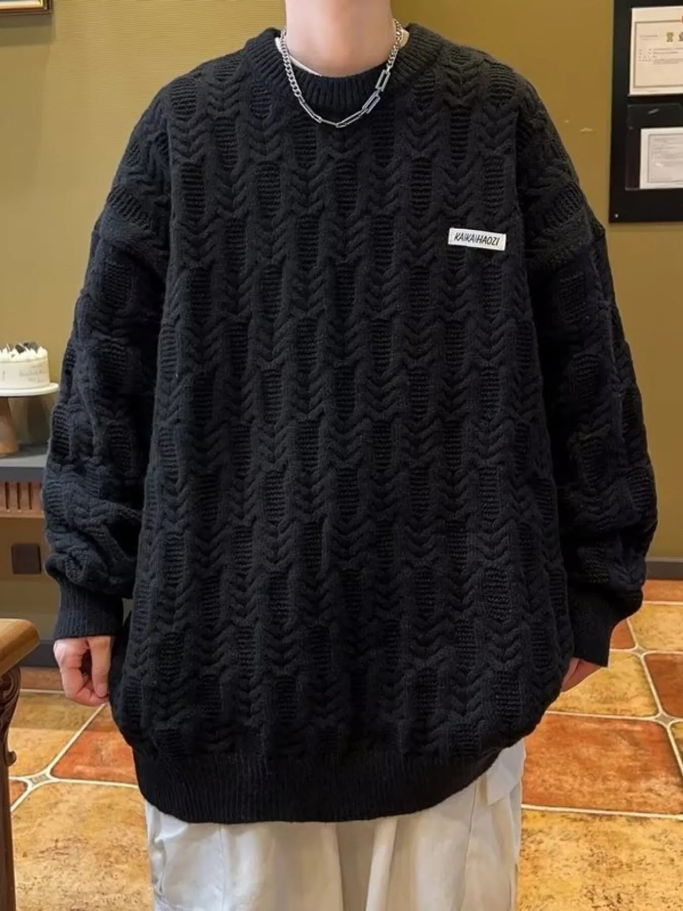 Men's Plus Size Textured Knit Long Sleeve Sweater - DicartluzeDicartluze99e9c744b38c4c7d8681daa5852d3596 - Max - Origin