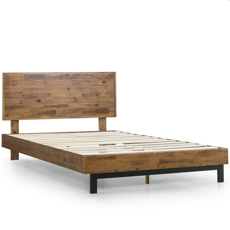 Rustic FarmHome Low Profile Pine Slatted Platform Bed in King - DicartluzeBedroom > Bed Frames > Platform BedsDicartluzeRustic FarmHome Low Profile Pine Slatted Platform Bed in King