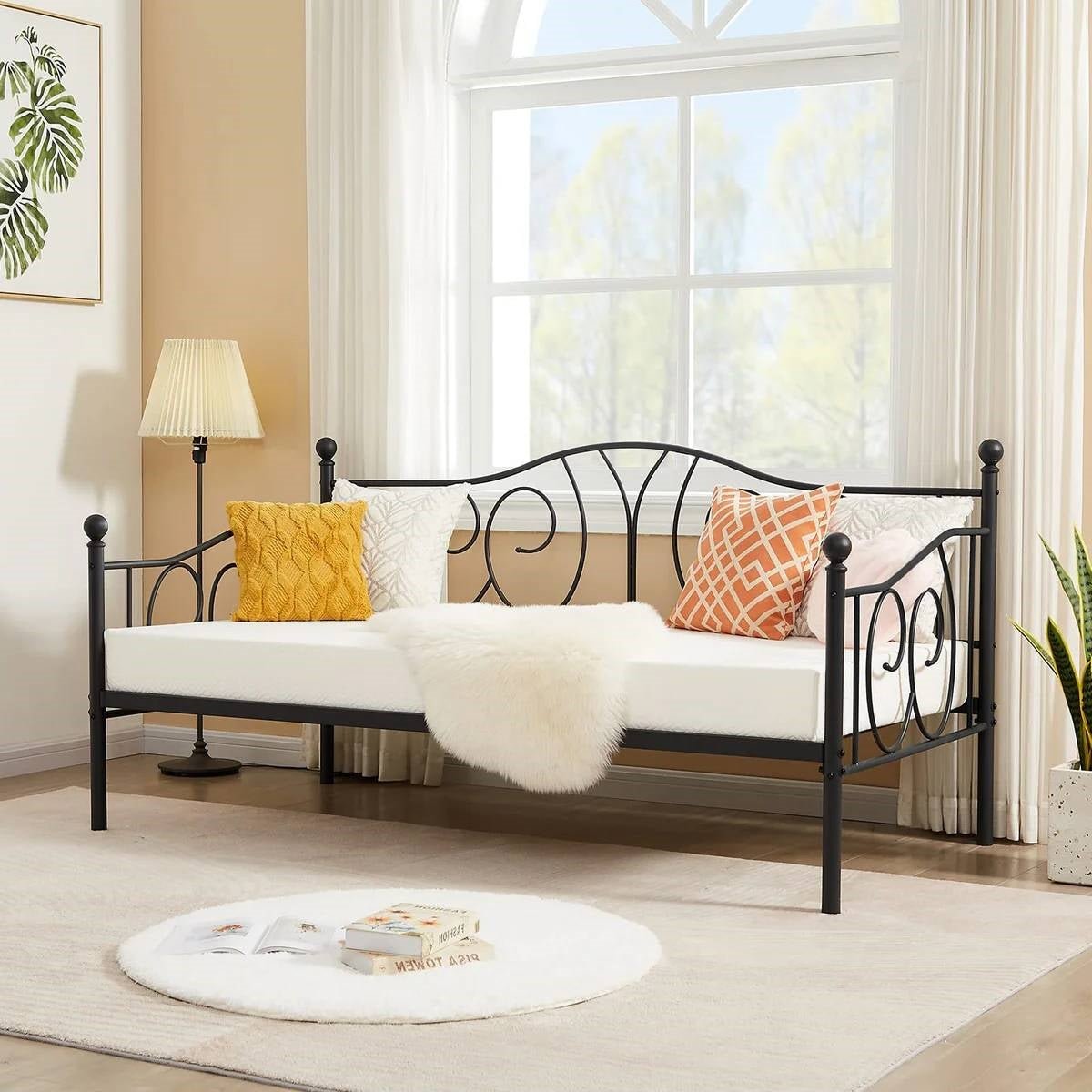 Twin size French Country Style Black Metal Day Bed Frame - DicartluzeBedroom > Bed Frames > DaybedsDicartluzeTwin size French Country Style Black Metal Day Bed Frame