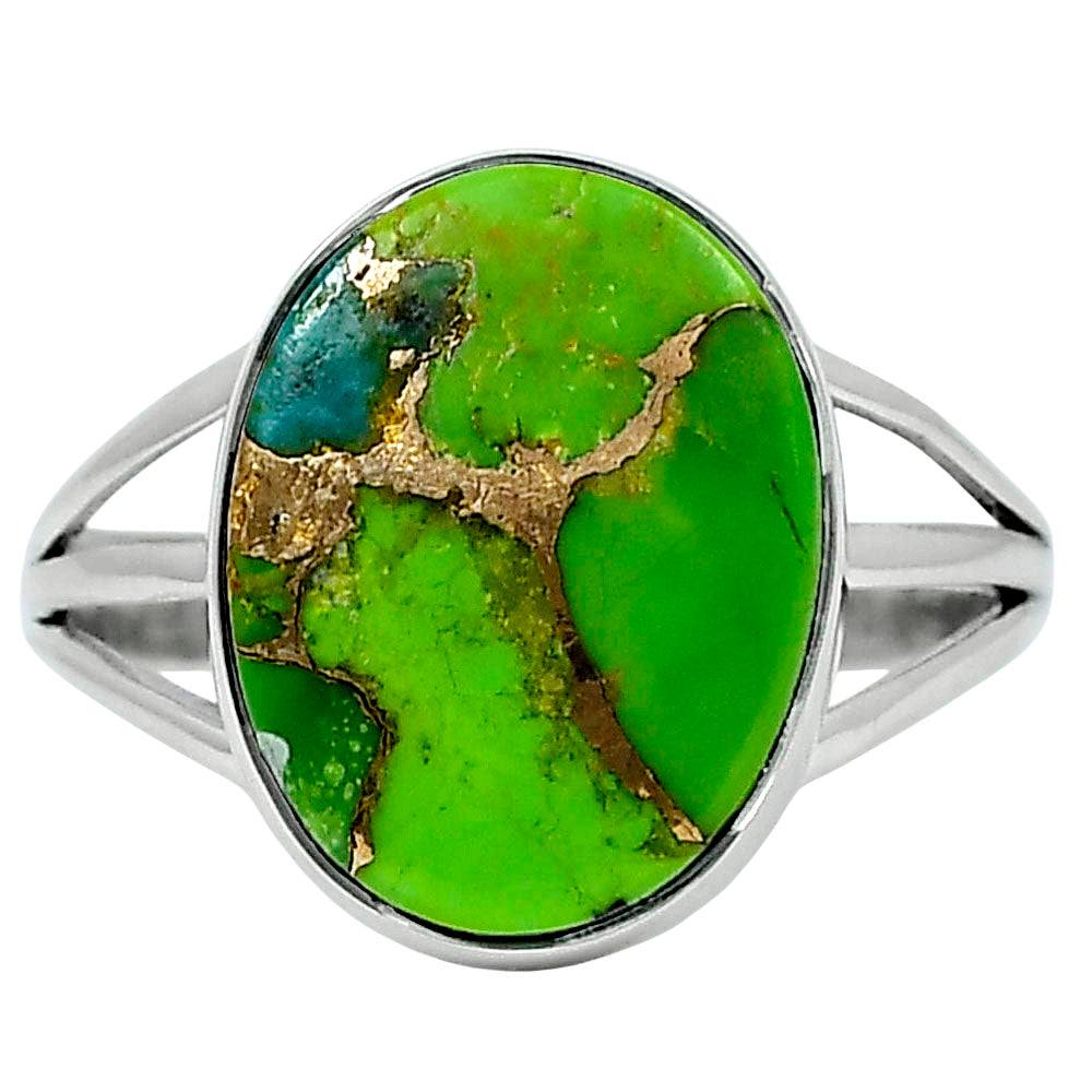 Premium Blue Turquoise In Green Mohave - USA Ring size-10 R-1003 29-ER11437-0