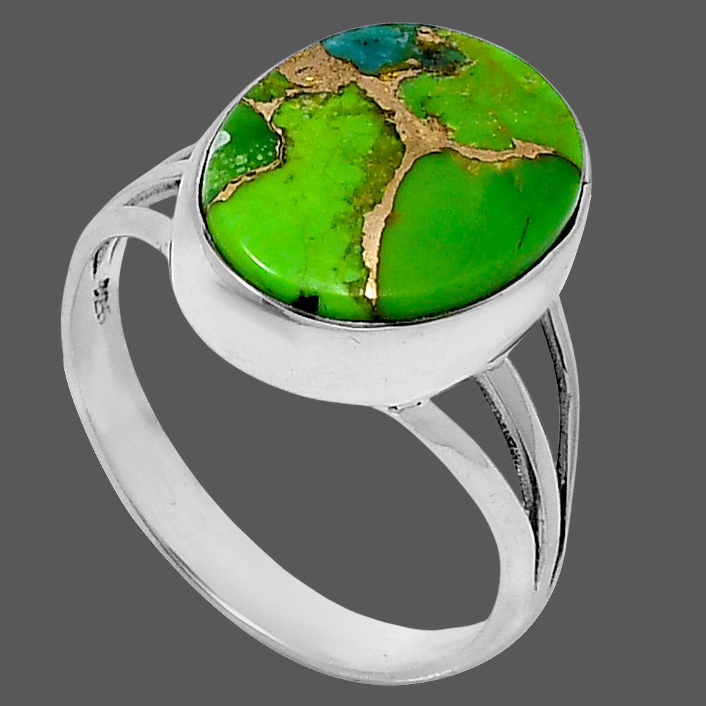 Premium Blue Turquoise In Green Mohave - USA Ring size-10 R-1003 29-ER11437-2