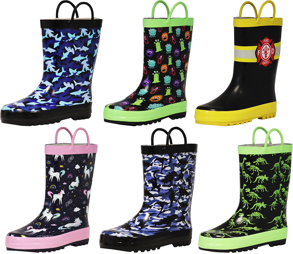 Norty Toddlers Big Kids Boy's Girl's Waterproof Rubber Rain Boots-0