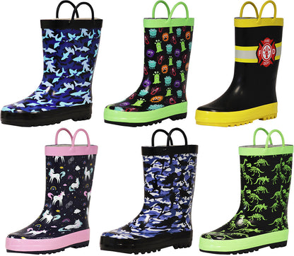 Norty Toddlers Big Kids Boy's Girl's Waterproof Rubber Rain Boots-0