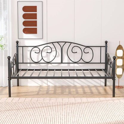 Twin size Victorian Black Metal Daybed Frame - 350 lbs. Weight Capacity-3