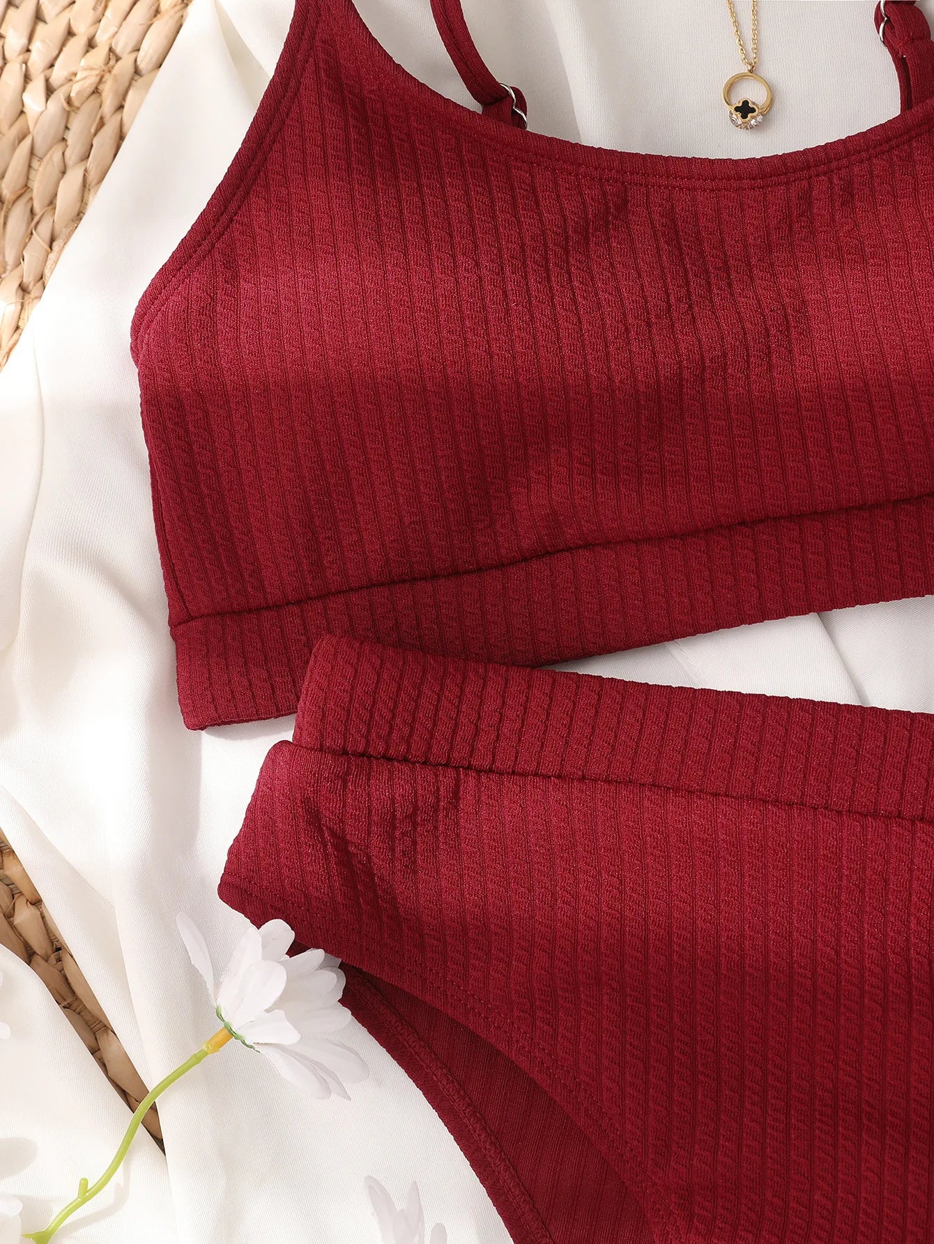 Sexy Solid Yellow Bikini 2024 Mujer High Cut Pleate Women's Swimsuit Separate Beach Bathing Suit High Waist Swimwear Biquini New