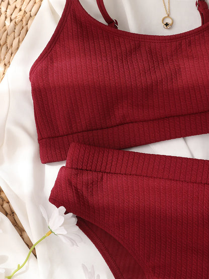 Sexy Solid Yellow Bikini 2024 Mujer High Cut Pleate Women's Swimsuit Separate Beach Bathing Suit High Waist Swimwear Biquini New