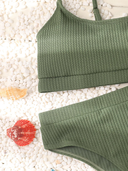 Sexy Solid Yellow Bikini 2024 Mujer High Cut Pleate Women's Swimsuit Separate Beach Bathing Suit High Waist Swimwear Biquini New