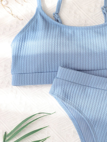 Sexy Solid Yellow Bikini 2024 Mujer High Cut Pleate Women's Swimsuit Separate Beach Bathing Suit High Waist Swimwear Biquini New