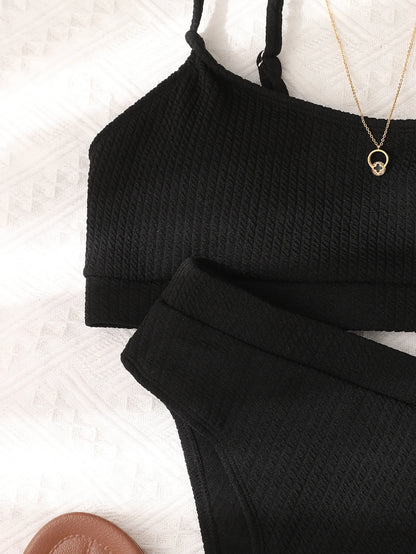 Sexy Solid Yellow Bikini 2024 Mujer High Cut Pleate Women's Swimsuit Separate Beach Bathing Suit High Waist Swimwear Biquini New