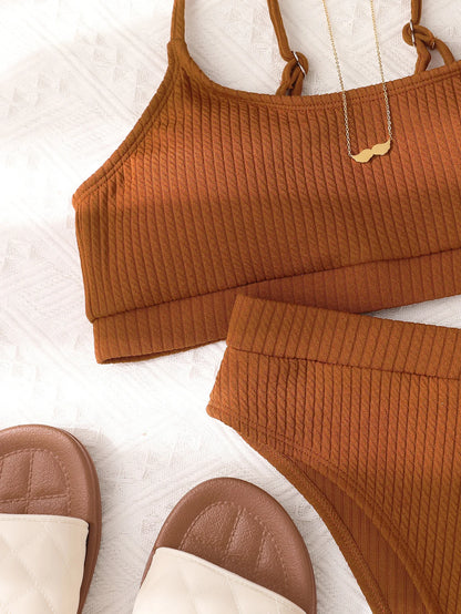 Sexy Solid Yellow Bikini 2024 Mujer High Cut Pleate Women's Swimsuit Separate Beach Bathing Suit High Waist Swimwear Biquini New