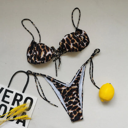 21 Colors New Sexy Bikini Women Solid Leopard Floral Print Swimwear Swimsuit Female Bandage Strap Beach Bikinis Set Bathing Suit