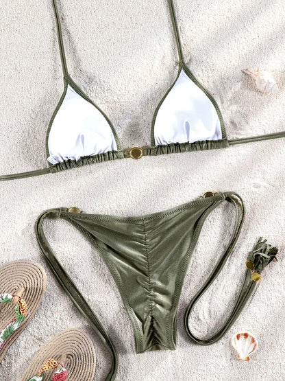 Two Piece Suit Bikinis 2025 Women Swimsuit Push Up Bathing Suit Sexy Bikinis Sets Swimwear Print Beachwear Solid Biquinis