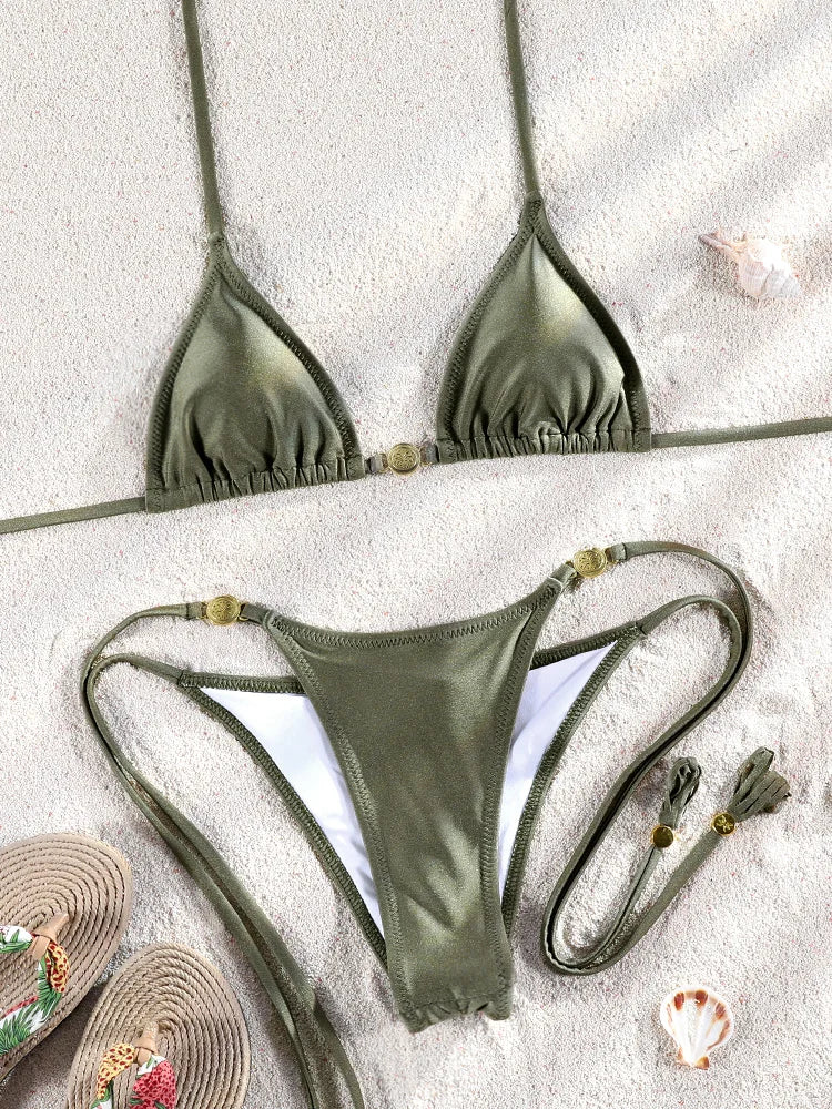 Two Piece Suit Bikinis 2025 Women Swimsuit Push Up Bathing Suit Sexy Bikinis Sets Swimwear Print Beachwear Solid Biquinis