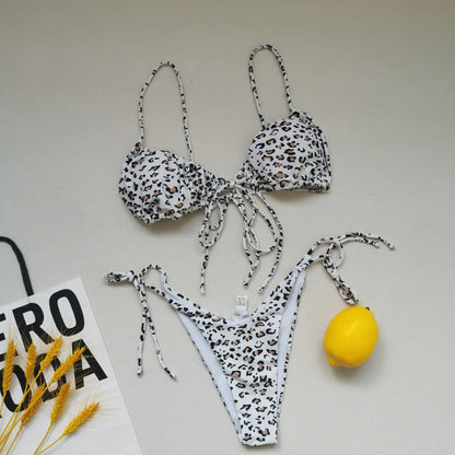 21 Colors New Sexy Bikini Women Solid Leopard Floral Print Swimwear Swimsuit Female Bandage Strap Beach Bikinis Set Bathing Suit