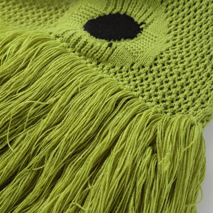 Women Sexy See Through Knitted Maxi Dress Hollow Out Deep Neck Pot Robes Tassel Hem Fork Party Vestidos 2025 New Lady Club Dress