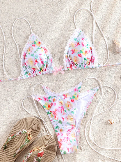 Two Piece Suit Bikinis 2025 Women Swimsuit Push Up Bathing Suit Sexy Bikinis Sets Swimwear Print Beachwear Solid Biquinis