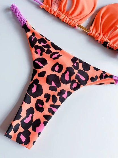 RUOTONGSEPT Sexy Swimsuit Women Braided rope Micro Bikinis 2024 New Swimsuit Leopard Print Brazilian Biquinis Beach Bathing Suit
