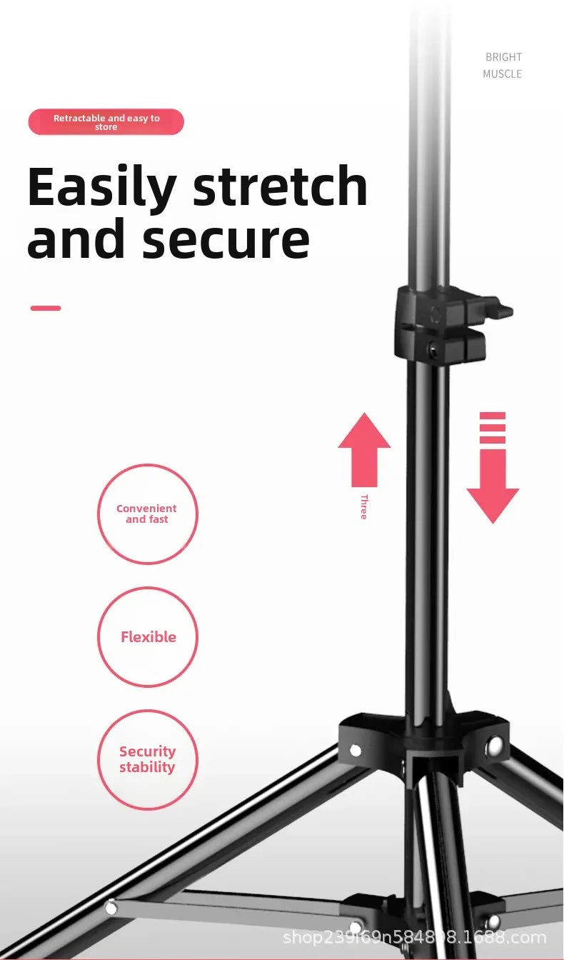 Live Broadcast Stand Set with Fill Light 1.6/2.1 Meter Tripod for Douyin Kuaishou Live Streaming Lighting Equipment