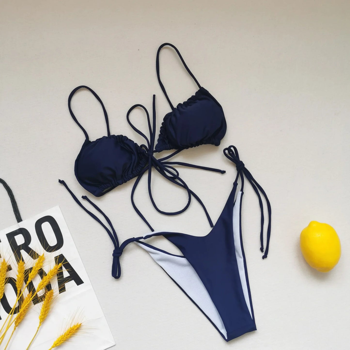 21 Colors New Sexy Bikini Women Solid Leopard Floral Print Swimwear Swimsuit Female Bandage Strap Beach Bikinis Set Bathing Suit