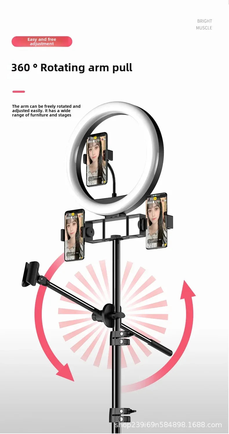 Live Broadcast Stand Set with Fill Light 1.6/2.1 Meter Tripod for Douyin Kuaishou Live Streaming Lighting Equipment