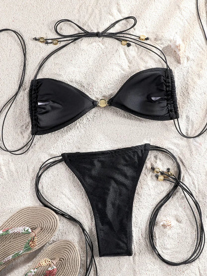 Two Piece Suit Bikinis 2025 Women Swimsuit Push Up Bathing Suit Sexy Bikinis Sets Swimwear Print Beachwear Solid Biquinis