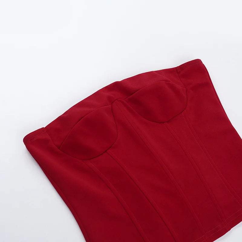 Sexy Strapl Waist Cinching Top Slim Fit Bandage Crop Top Women's Vest Strapl Pure Color ort Sve Summer Faion