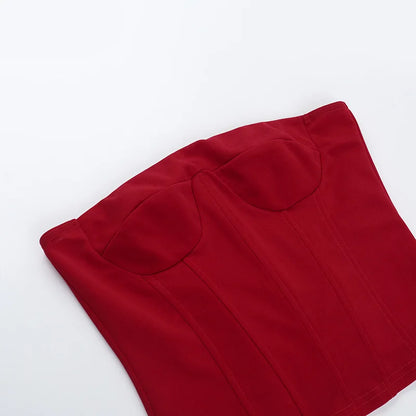 Sexy Strapl Waist Cinching Top Slim Fit Bandage Crop Top Women's Vest Strapl Pure Color ort Sve Summer Faion