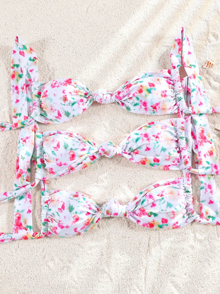 Two Piece Suit Bikinis 2025 Women Swimsuit Push Up Bathing Suit Sexy Bikinis Sets Swimwear Print Beachwear Solid Biquinis