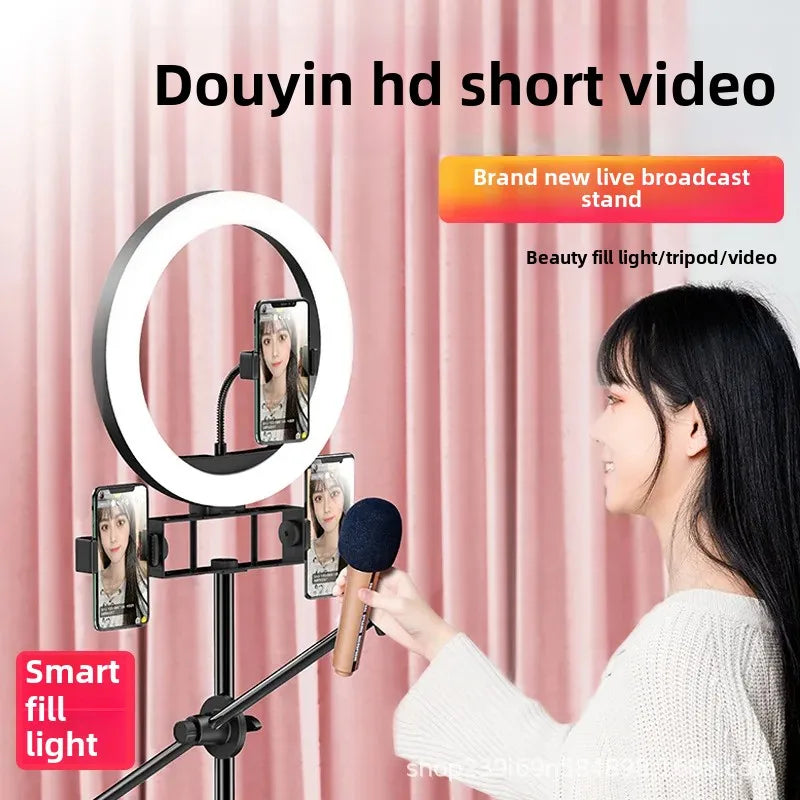 Live Broadcast Stand Set with Fill Light 1.6/2.1 Meter Tripod for Douyin Kuaishou Live Streaming Lighting Equipment