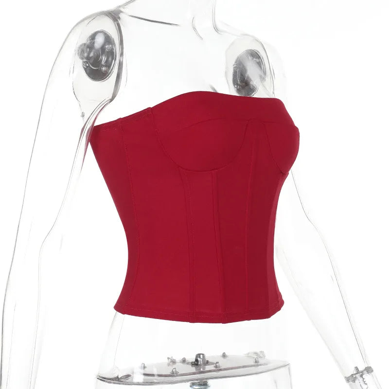 Sexy Strapl Waist Cinching Top Slim Fit Bandage Crop Top Women's Vest Strapl Pure Color ort Sve Summer Faion