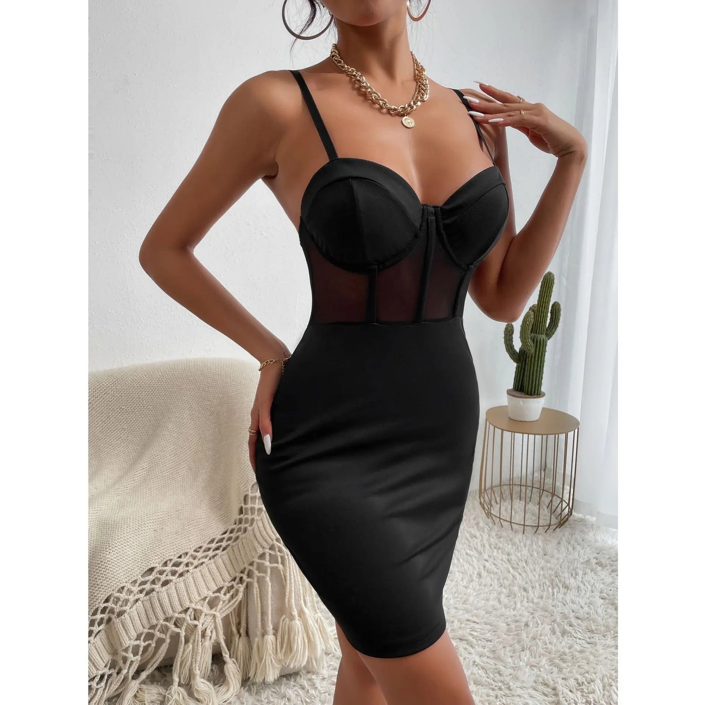 Sexy Club Party dress  Mesh See Through Slim Dress