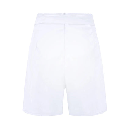 Solid Button Front Shorts Tie Waist Beach Summer High Waist Shorts Women's Clothing