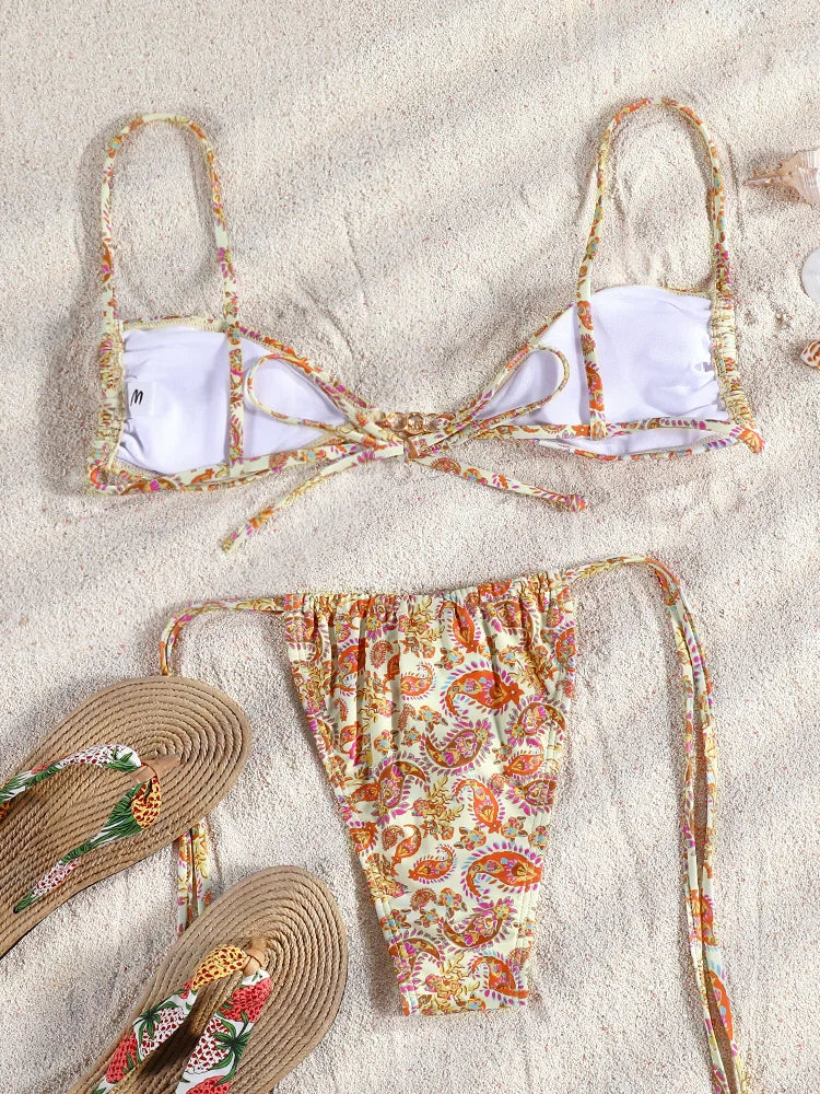 Two Piece Suit Bikinis 2025 Women Swimsuit Push Up Bathing Suit Sexy Bikinis Sets Swimwear Print Beachwear Solid Biquinis