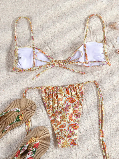Two Piece Suit Bikinis 2025 Women Swimsuit Push Up Bathing Suit Sexy Bikinis Sets Swimwear Print Beachwear Solid Biquinis