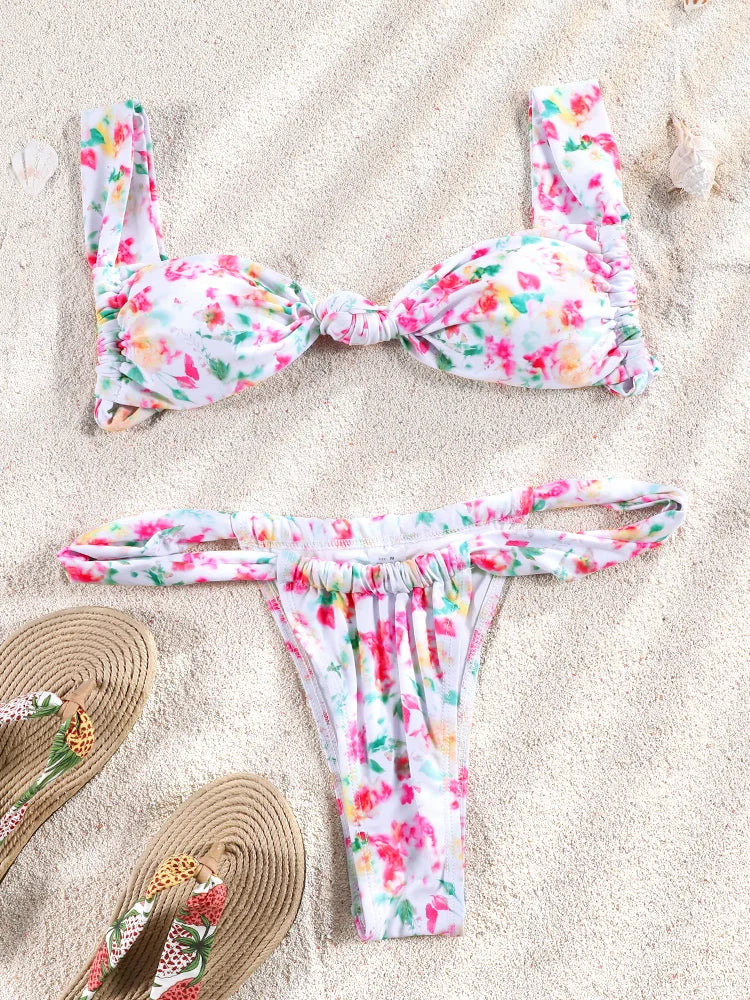 Two Piece Suit Bikinis 2025 Women Swimsuit Push Up Bathing Suit Sexy Bikinis Sets Swimwear Print Beachwear Solid Biquinis