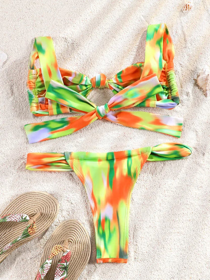 Two Piece Suit Bikinis 2025 Women Swimsuit Push Up Bathing Suit Sexy Bikinis Sets Swimwear Print Beachwear Solid Biquinis