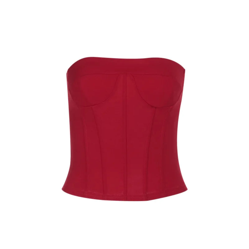 Sexy Strapl Waist Cinching Top Slim Fit Bandage Crop Top Women's Vest Strapl Pure Color ort Sve Summer Faion