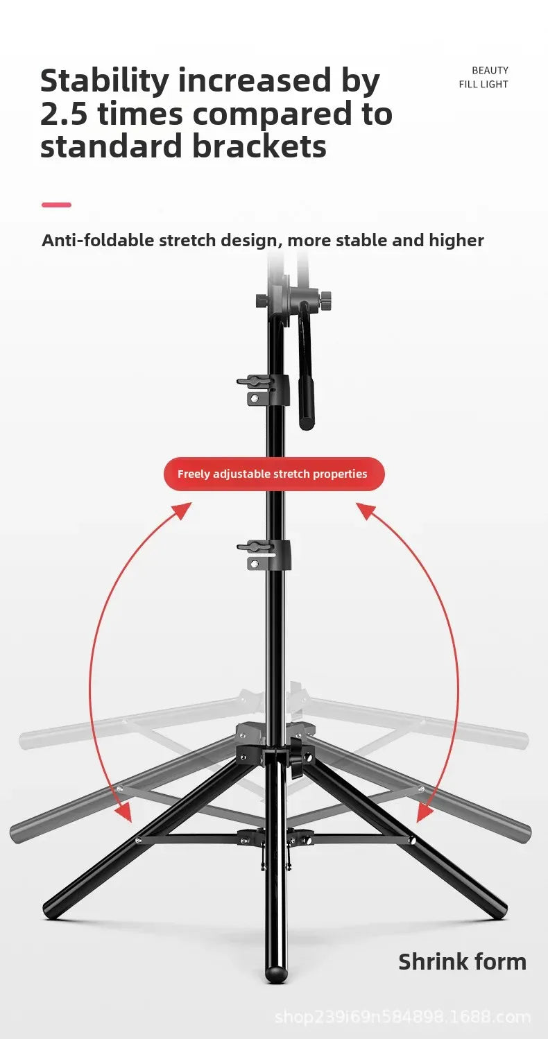 Live Broadcast Stand Set with Fill Light 1.6/2.1 Meter Tripod for Douyin Kuaishou Live Streaming Lighting Equipment