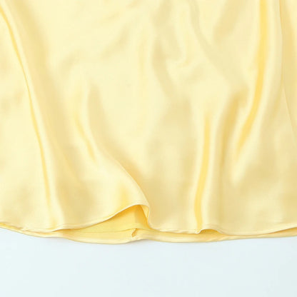 Sexy Yellow Satin Blend Sling Dress Women Elegant Sling Collar Backless Long Dresses 2025 Women New Lady Beach Vacation Robes