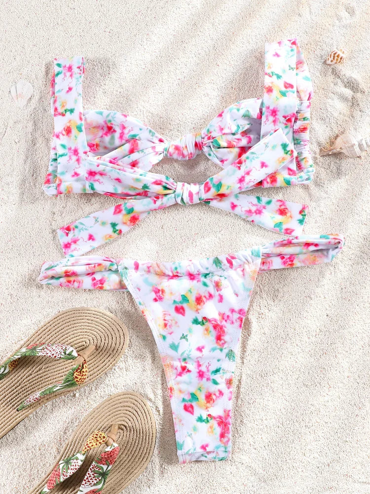 Two Piece Suit Bikinis 2025 Women Swimsuit Push Up Bathing Suit Sexy Bikinis Sets Swimwear Print Beachwear Solid Biquinis