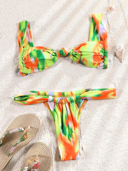 Two Piece Suit Bikinis 2025 Women Swimsuit Push Up Bathing Suit Sexy Bikinis Sets Swimwear Print Beachwear Solid Biquinis