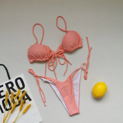 21 Colors New Sexy Bikini Women Solid Leopard Floral Print Swimwear Swimsuit Female Bandage Strap Beach Bikinis Set Bathing Suit