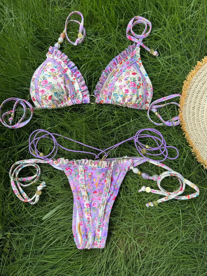 Two Piece Suit Bikinis 2025 Women Swimsuit Push Up Bathing Suit Sexy Bikinis Sets Swimwear Print Beachwear Solid Biquinis