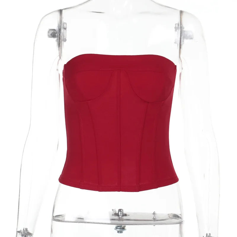 Sexy Strapl Waist Cinching Top Slim Fit Bandage Crop Top Women's Vest Strapl Pure Color ort Sve Summer Faion