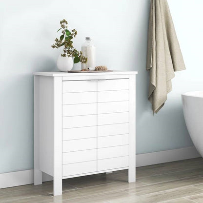 Bathroom Linen Cabinet with Storage Shelf in White Wood Finish-0