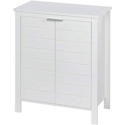 Bathroom Linen Cabinet with Storage Shelf in White Wood Finish-1