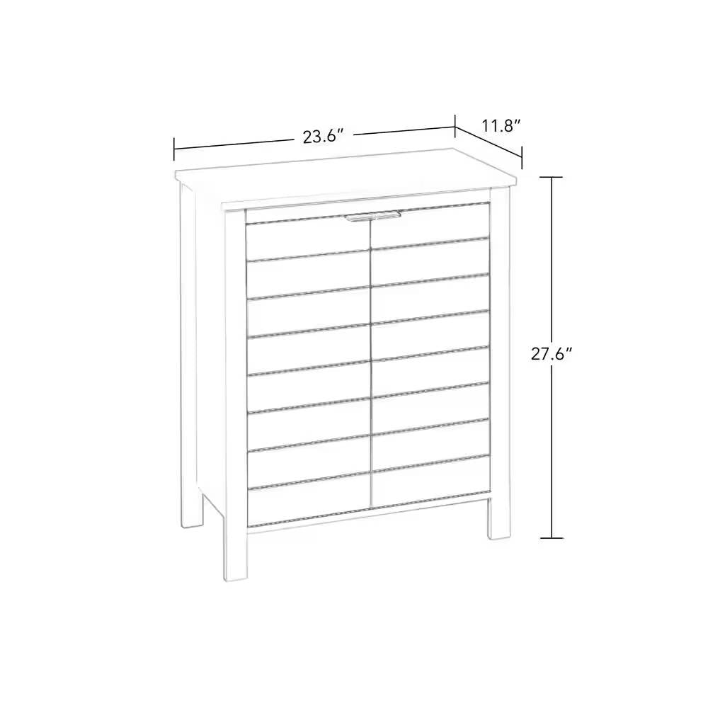 Bathroom Linen Cabinet with Storage Shelf in White Wood Finish-4