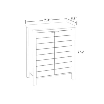 Bathroom Linen Cabinet with Storage Shelf in White Wood Finish-4